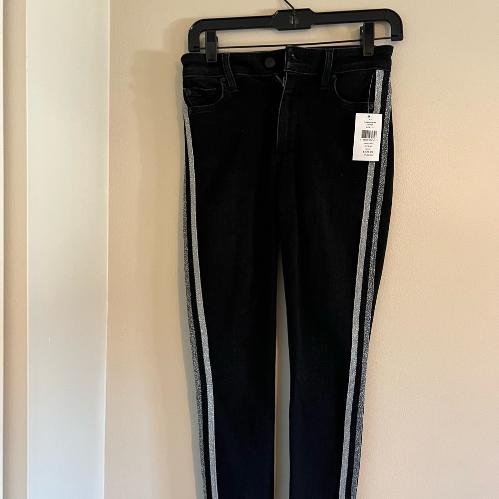 Joes Jeans Black with Metallic SilverSide  Stripe Women's Size: 25  MSRP:  $139